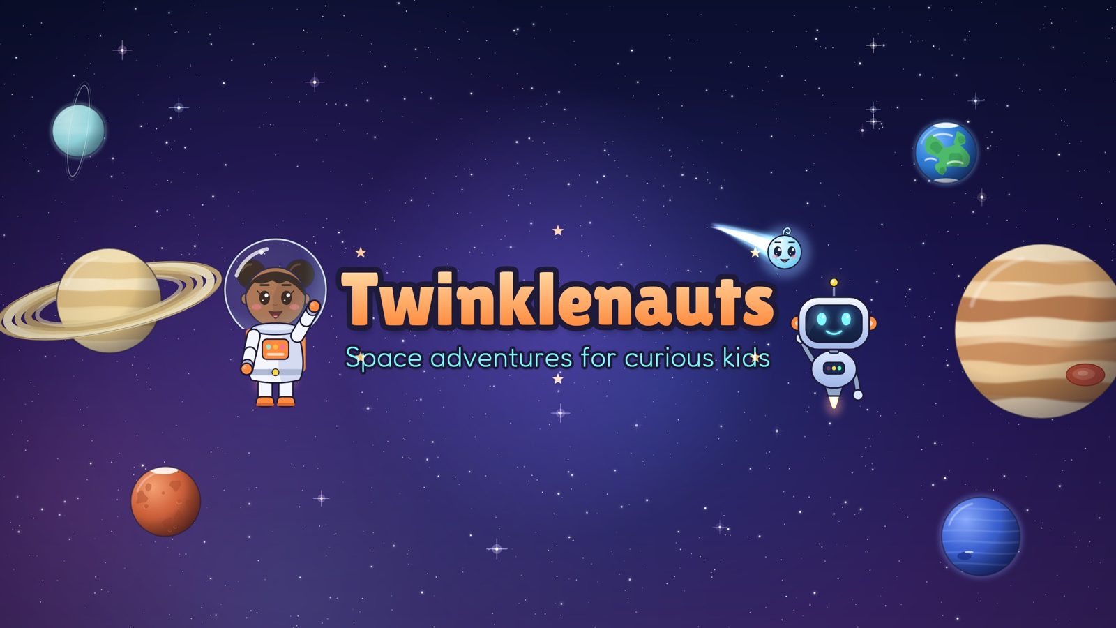Nia, Pip and Zuzu flying through space